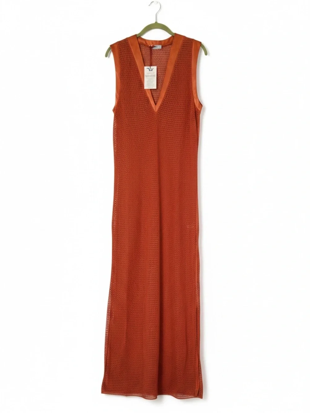 My Beachy Side Camila Dress Orange Flame Size S NWT Made in Turkey Satin Trim